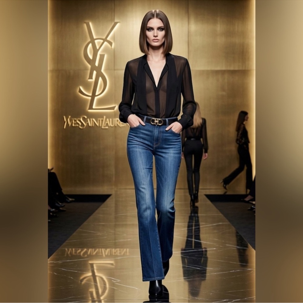 Authentic YSL Yves Saint Laurent luxury designer signature denim jeans 42 US 8